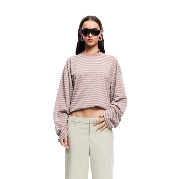 Lioness Long Sleeve Top - Pink and White Stripes - Picture 4 of 8